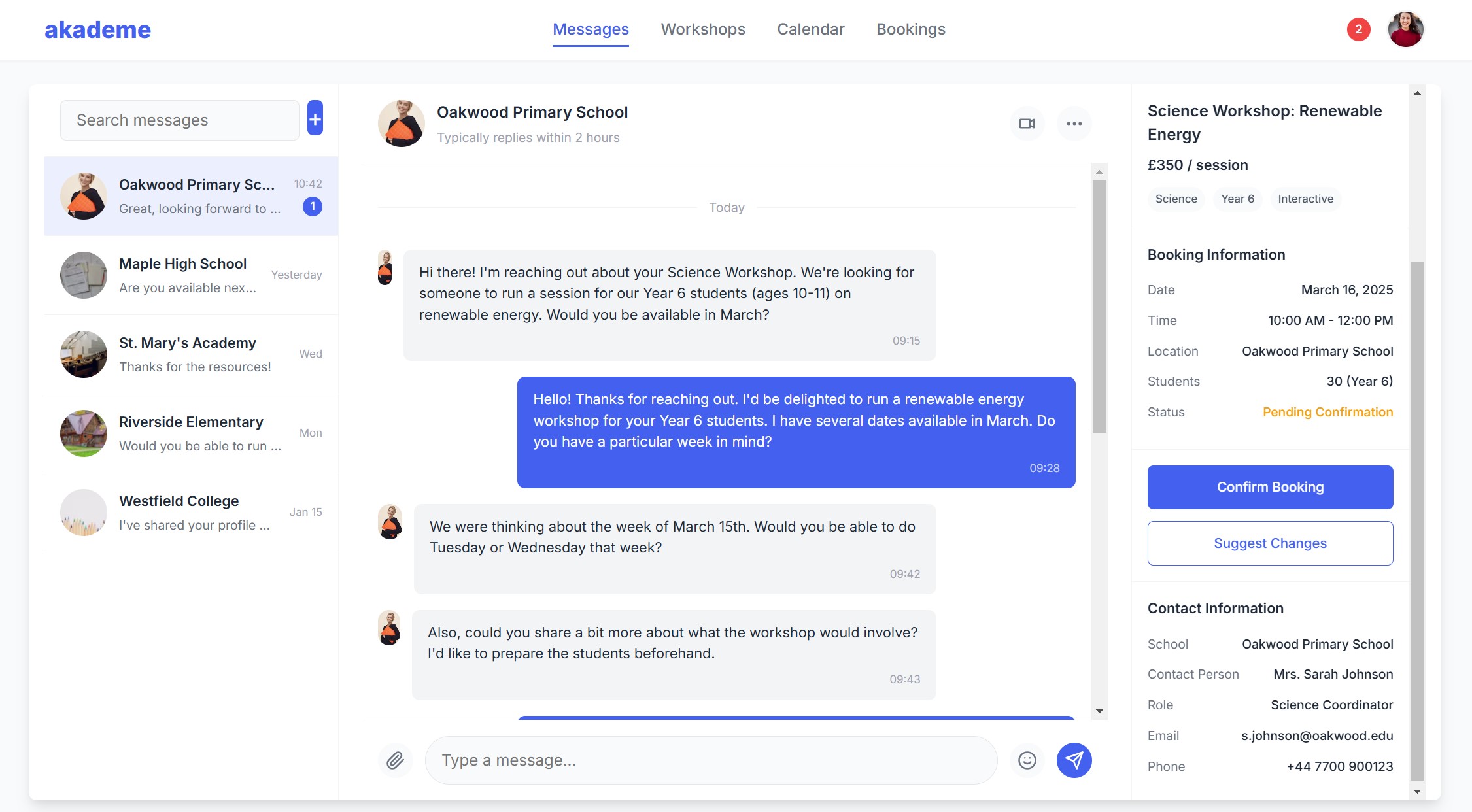 In-app messaging system