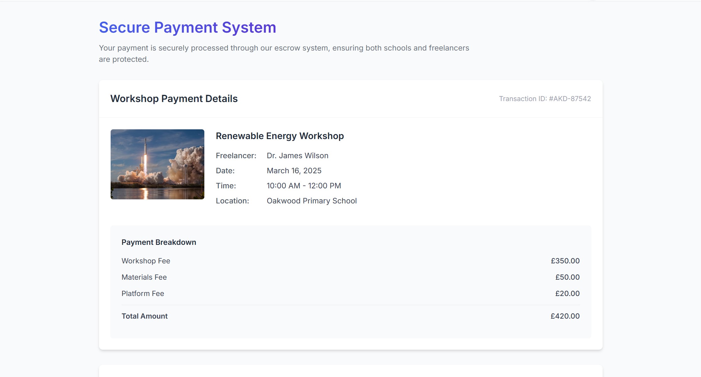 Payment process step 1
